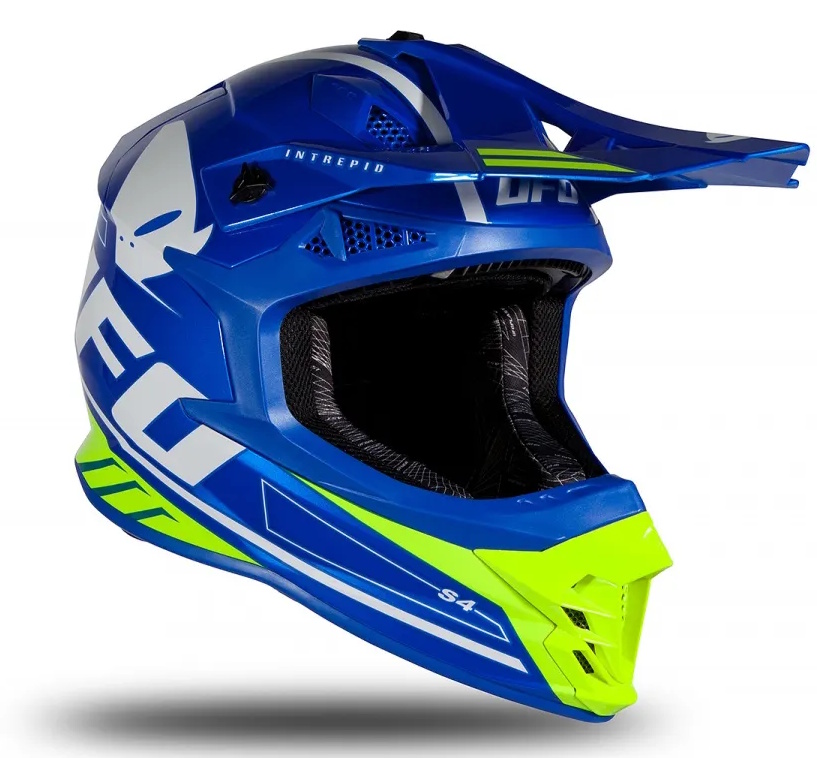 Шлем кроссовый UFO HELMET INTREPID Blue/Neon Yellow Glossy